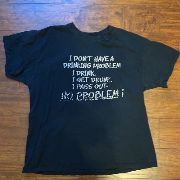 Fruit of the Loom Navy T-Shirt With Funny White Lettering - Picture 2 of 5